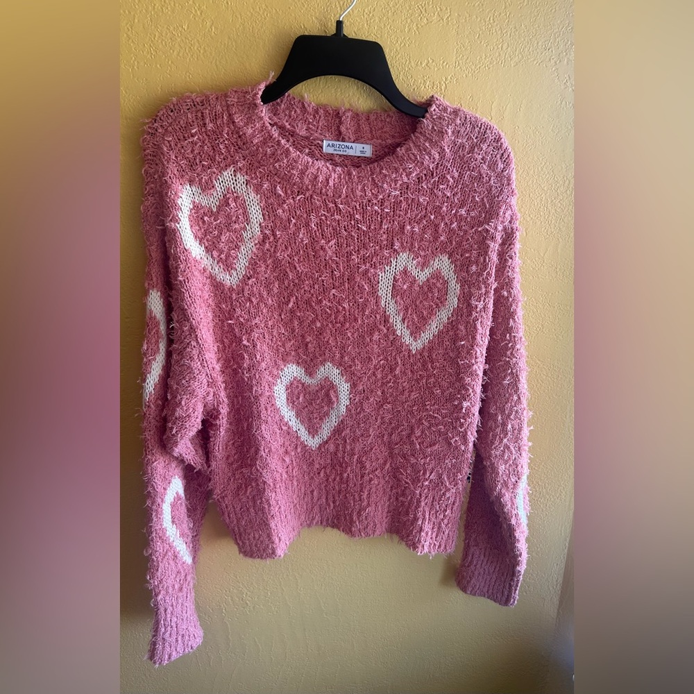 Arizona Jean Company Pink & White Heart Sweater